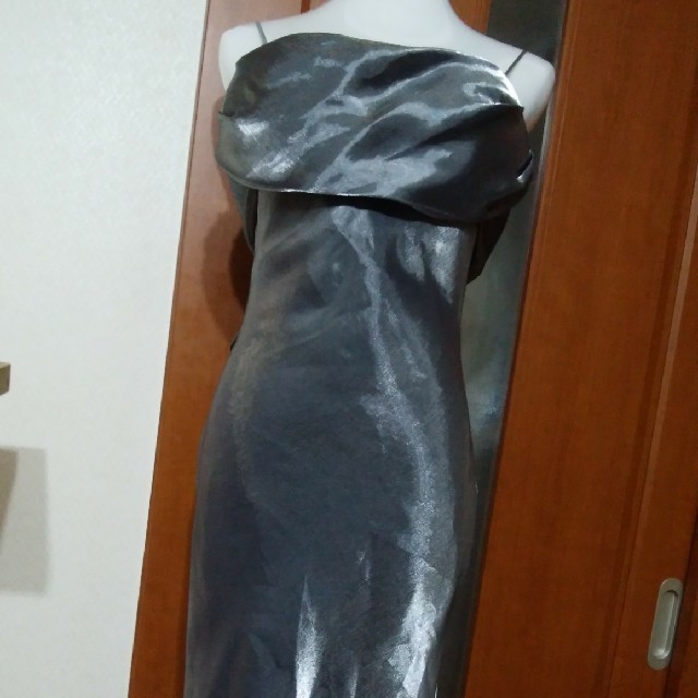 ⑬ ロングドレス パーティードレス キャバドレス フォーマル シルバー グレ レディースのフォーマル/ドレス(ロングドレス)の商品写真
