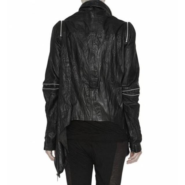 Rick Owens(リックオウエンス)の新品BARBARAIGONGINI変形ドレープレザーＺＩＰジャケット メンズのジャケット/アウター(レザージャケット)の商品写真