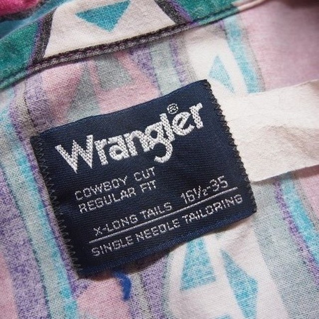 Wrangler(ラングラー)の実寸 XL 90s Wrangler 総柄 チマヨ柄 シャツ 古着 b234 メンズのトップス(シャツ)の商品写真
