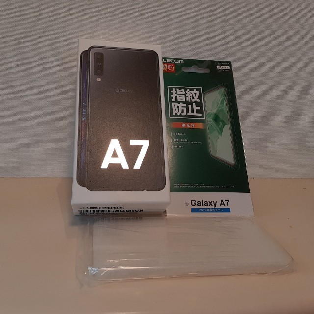 Galaxy A7　ブラック【新品未開封】保護フィルム　クリアケース付き