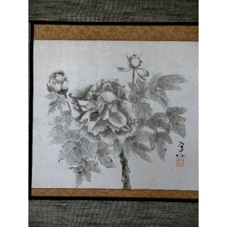 sale【ART】水墨画牡丹掛け軸(書)