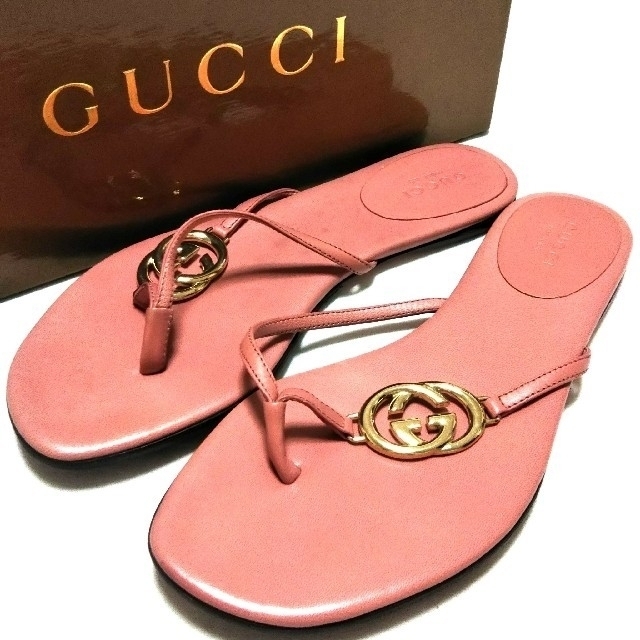 GUCCI - GUCCI 美品  35   インターロッキングレザー  サンダル