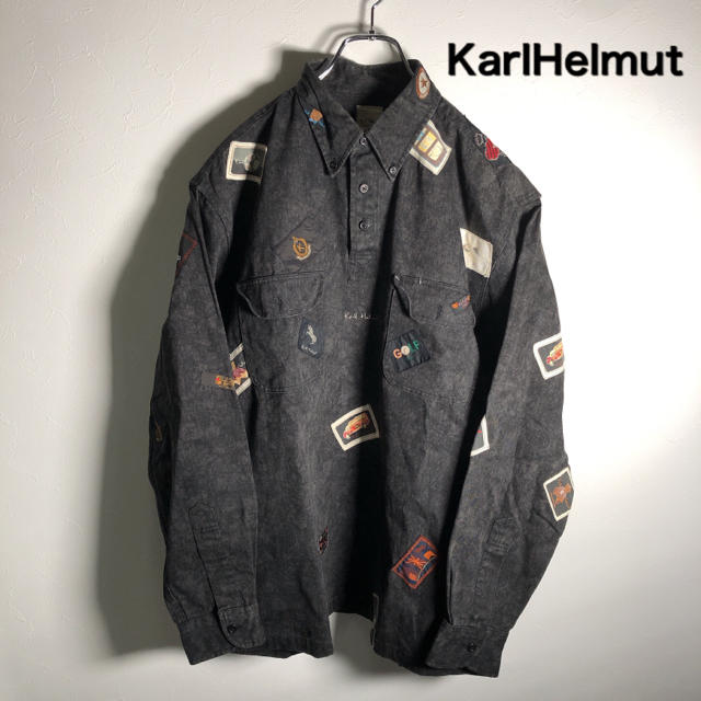 Karl Helmut - カールヘルム ワッペン付き 総柄シャツ 柄シャツ 古着 karl helmutの通販 by 6420025's