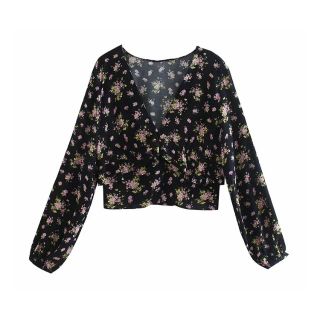 ザラ(ZARA)の🍁秋新作🍁2276◆花柄 ブラウス カットソー (シャツ/ブラウス(長袖/七分))