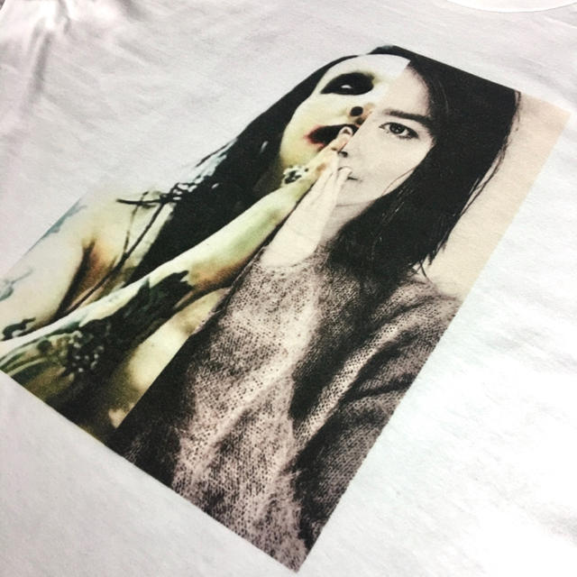 新品 マリリン マンソン ビョーク Bjork ハーフ コラージュ 白 Tシャツ