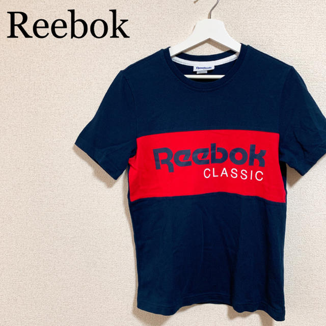 Reebok(リーボック)の★美品★リーボッククラシック Tシャツ メンズS 紺 赤 ビッグロゴ デカロゴ メンズのトップス(Tシャツ/カットソー(半袖/袖なし))の商品写真