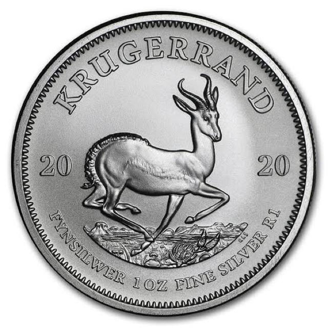 2枚2020 南アフリカ　クルーガーランド銀貨1オンスクリアケース付き新品未使用