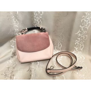 ザラ(ZARA)のZARA WOMAN ショルダーハンドバッグ ピンク 秋色 スエード(ショルダーバッグ)