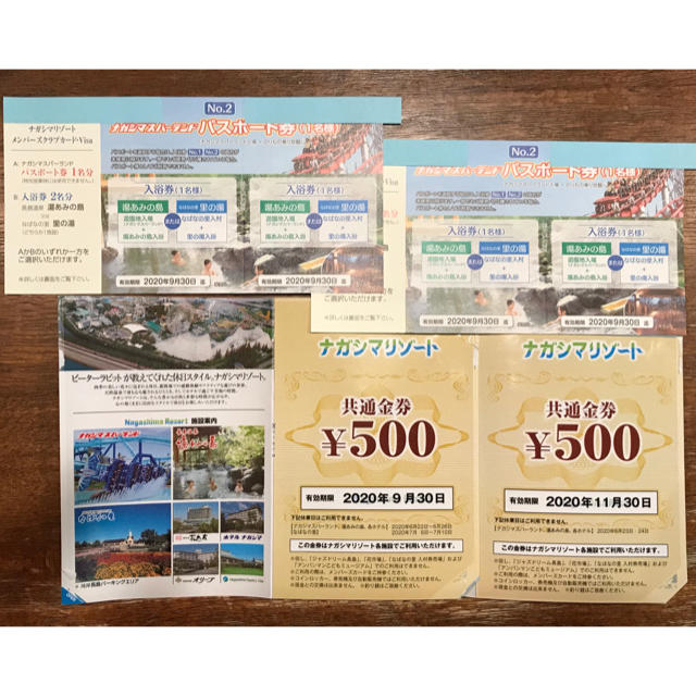 ナガシマスパーランド パスポート券２名分＋共通金券1000円分 12月末まで有効チケット