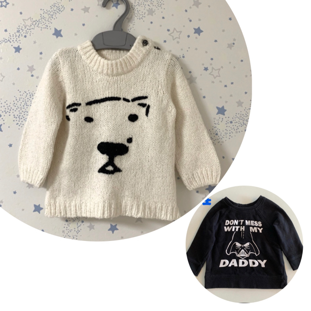 ZARA KIDS(ザラキッズ)のZARA 白くまセーター　& スターウォーズトレーナー 2点 キッズ/ベビー/マタニティのベビー服(~85cm)(ニット/セーター)の商品写真