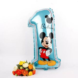 ディズニー(Disney)のミッキーマウス　バースデー飾り　ブルー１歳(その他)