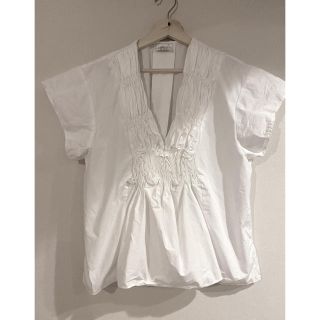 ノートエシロンス(note et silence)の【美品】caph ノートエシロンス　ブラウス　シャツ　ホワイト(シャツ/ブラウス(半袖/袖なし))