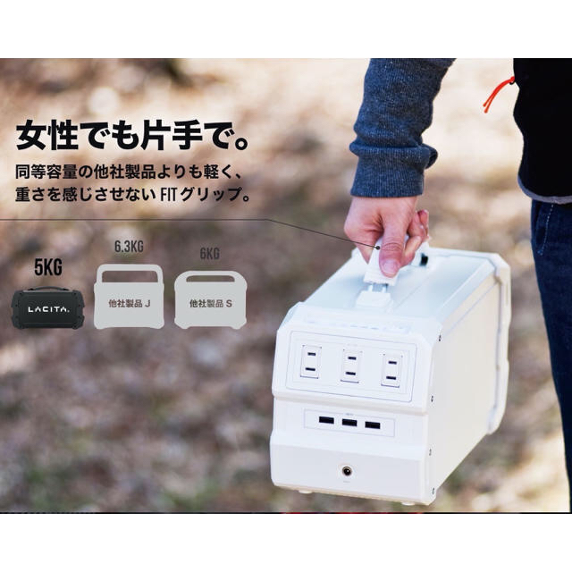 【新品・未使用】ホワイト LACITA ポータブル電源 　CITAEB-01 インテリア/住まい/日用品の日用品/生活雑貨/旅行(防災関連グッズ)の商品写真