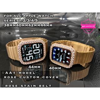 アップルウォッチ(Apple Watch)の41mm45mmアップルウォッチ用カスタムベゼルベルト◉40mm44mm(金属ベルト)