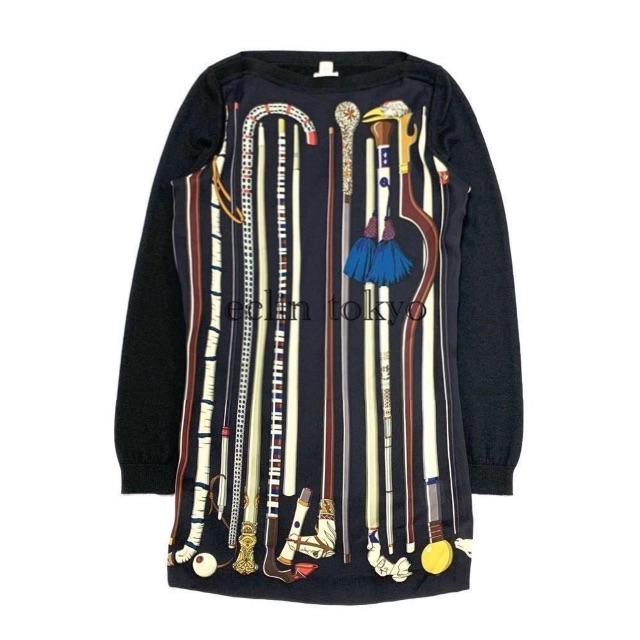 Hermes - エルメス《ステッキ柄》カシミヤ シルク カレ ニット