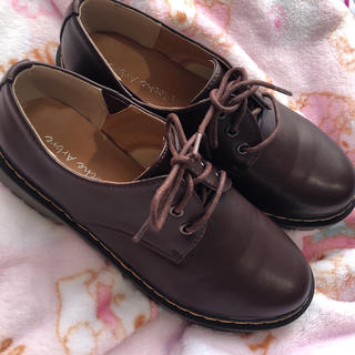 3ホール ＰＵ 紐靴 ヒモシューズ ブラウン 茶色 量産型 秋冬(ローファー/革靴)