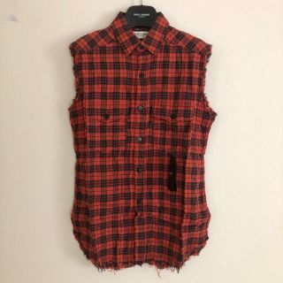 サンローラン(Saint Laurent)の新品！SAINT LAURENT カットオフ チェックシャツ 定価7.3万円(シャツ)