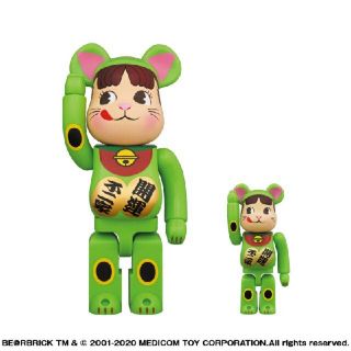 フジヤ(不二家)のBE@RBRICK 招き猫 ペコちゃん 蛍光グリーン 100％ ＆ 400％(その他)