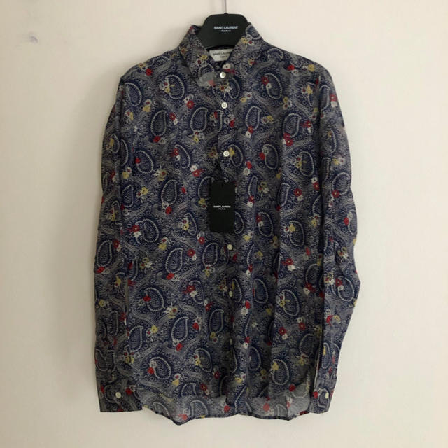 新品！SAINT LAURENT シルク混ペイズリーセミシアーシャツ定価9.2万