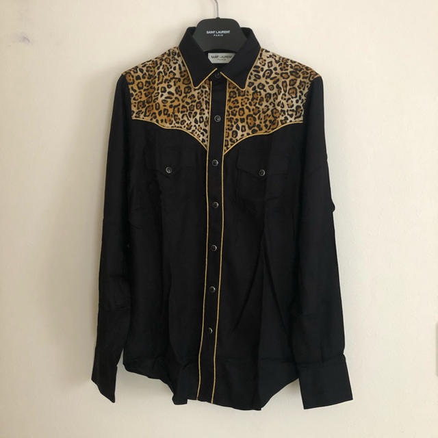 新品！SAINT LAURENT レオパードスリムロックシャツ 定価12.9万円