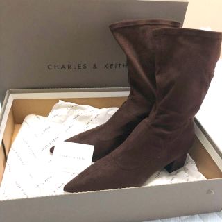 チャールズアンドキース(Charles and Keith)の最終お値下げ★新品未使用★ソックスブーツ  ブラウン(ブーツ)