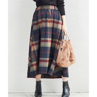 ナチュラルクチュール(natural couture)のBIGチェックフレアスカート　natural couture(ロングスカート)