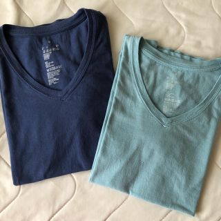 ムジルシリョウヒン(MUJI (無印良品))の無印 MUJI Tシャツ S×2枚セット コットン 水色 紺 ブルー ネイビー(Tシャツ(半袖/袖なし))