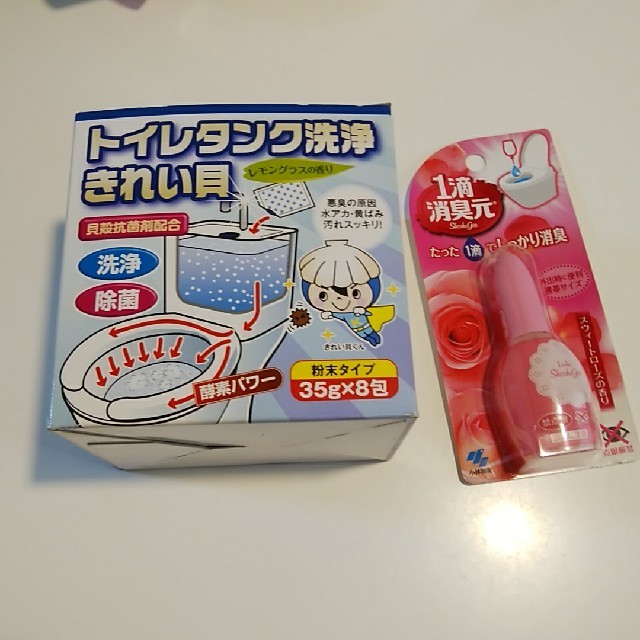 小林製薬(コバヤシセイヤク)のトイレタンク洗浄きれい貝＆１滴消臭元 インテリア/住まい/日用品の日用品/生活雑貨/旅行(日用品/生活雑貨)の商品写真