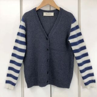 マルニ(Marni)の美品！MARNI アルパカ混 切替 ニット カーディガン(38)(カーディガン)