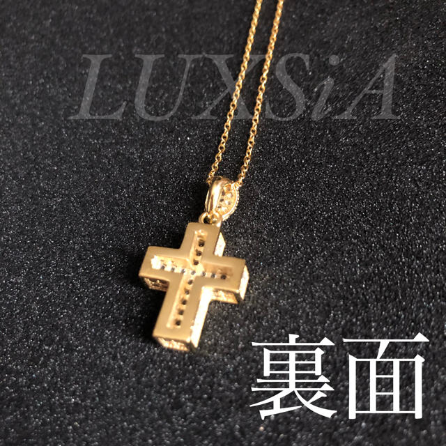 ブリヤンテス・レッド 22k GOLD plating ジルコニア クロスネックレス