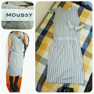 マウジー(moussy)の付け襟 ☆ ストライプワンピース (ひざ丈ワンピース)