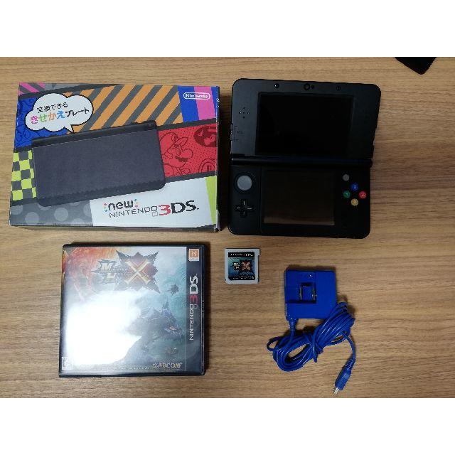 NEWニンテンドー3DS・黒()  充電器・モンスターハンタークロス付