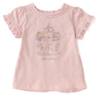 メゾピアノ(mezzo piano)の今季☆メゾピアノ メリーゴーランド袖フリルTシャツ 140 130(Tシャツ/カットソー)