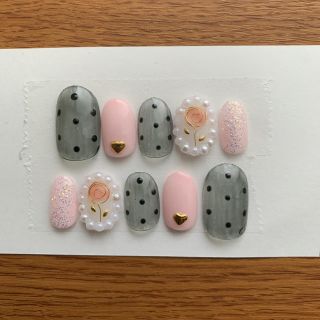 ☆ネイルチップ  ショートオーバル シースルー ×薔薇ワイヤー☆