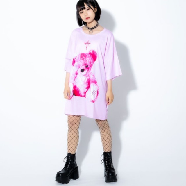 MILKBOY(ミルクボーイ)のトラバストーキョー💖Bright furry bearビッグTシャツ💖ピンク レディースのトップス(Tシャツ(半袖/袖なし))の商品写真