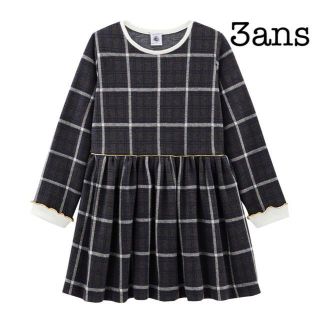 プチバトー(PETIT BATEAU)のnanapunyu様専用　プチバトー　3ans グレーチェックワンピース　キッズ(ワンピース)