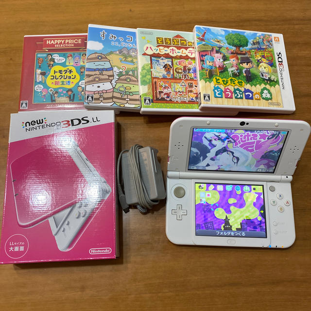 Nintendo 3DS  LL 本体ピンク/ホワイト　どうぶつの森ソフト付き