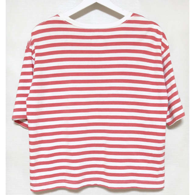 MUJI (無印良品)(ムジルシリョウヒン)の無印良品　ピンクボーダー Tシャツ レディースのトップス(シャツ/ブラウス(半袖/袖なし))の商品写真