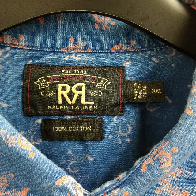 RRL(ダブルアールエル)のレア RRL バッファロー インディゴ染め ウェスタンシャツ 総柄 XXL メンズのトップス(シャツ)の商品写真