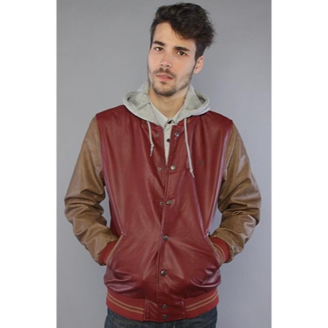 新品送料無料 OBEY Varsity Jacket 2/Burgundyバーガンディサイズ