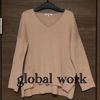 グローバルワーク(GLOBAL WORK)の【専用】global work  ピンクベージュトップス　サイズL(カットソー(長袖/七分))