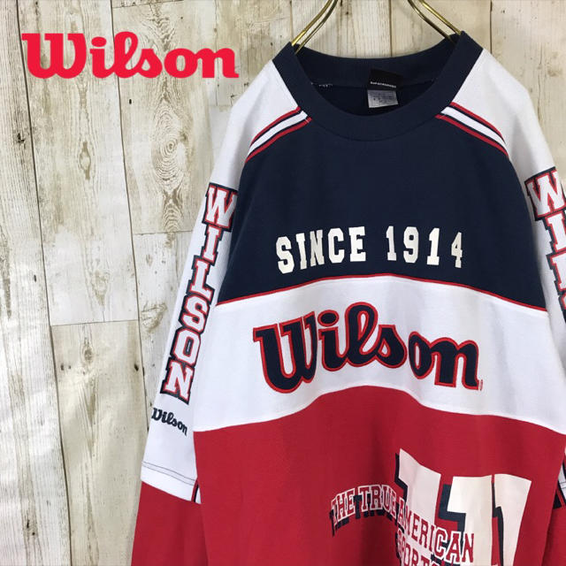 wilson(ウィルソン)の90s WILSON ウィルソン スウェット トレーナー ビッグロゴ サイドロゴ メンズのトップス(スウェット)の商品写真