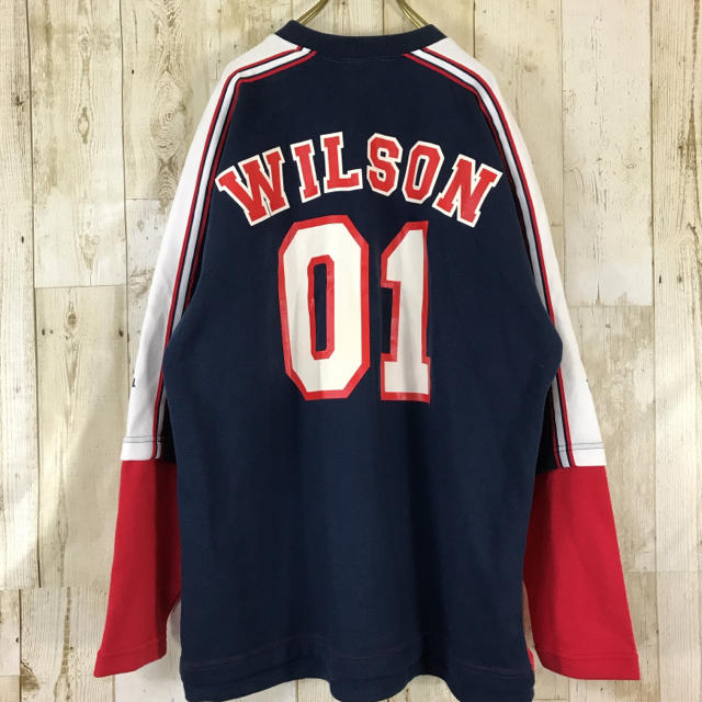 wilson(ウィルソン)の90s WILSON ウィルソン スウェット トレーナー ビッグロゴ サイドロゴ メンズのトップス(スウェット)の商品写真