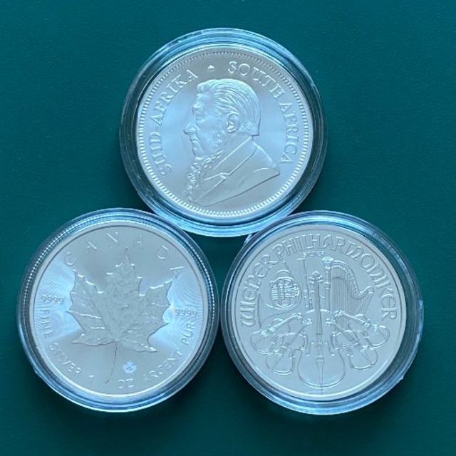 1オンス銀貨3種 DセットⅢ(クルーガーランド,ウィーン,メイプルリーフ)