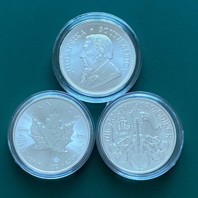 1オンス銀貨3種 DセットⅢ(クルーガーランド,ウィーン,メイプルリーフ