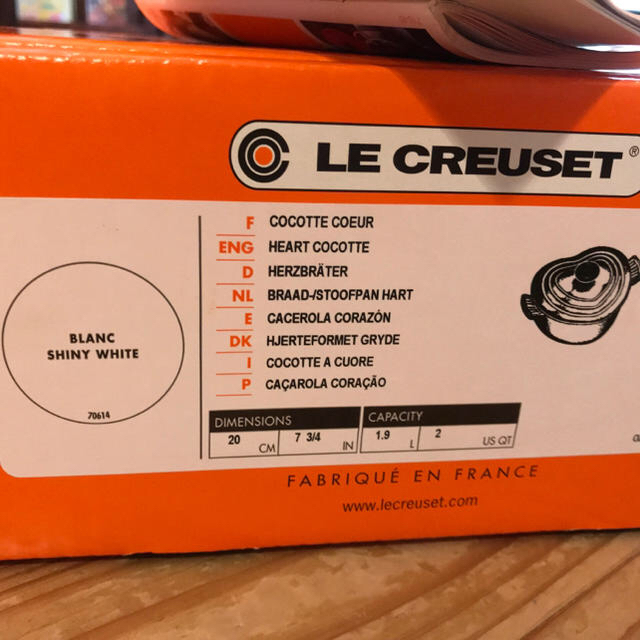 LE CREUSET(ルクルーゼ)のル クルーゼ　ココット・ダムール / ホワイト /ハート鍋 インテリア/住まい/日用品のキッチン/食器(鍋/フライパン)の商品写真