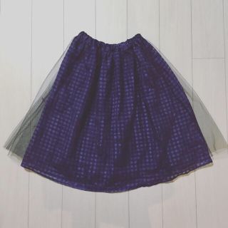 ダブルクローゼット(w closet)のcheck × tulle skirt(ひざ丈スカート)