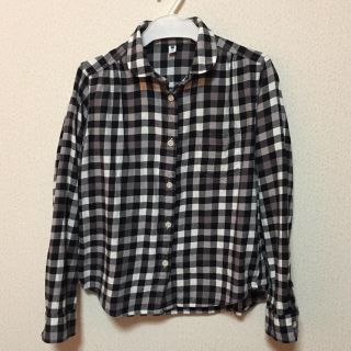 ユニクロ(UNIQLO)のモノクロ ネルシャツ 140㎝(ブラウス)