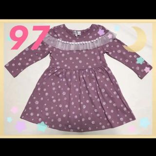 マザウェイズ(motherways)の❾新品 マザウェイズ ワンピース 女の子 97 レース 花 長袖 ライラック(ワンピース)