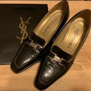 サンローラン(Saint Laurent)のイブサンローラン YSL パンプス 黒 ブラック ロゴ 靴 22.5(ハイヒール/パンプス)